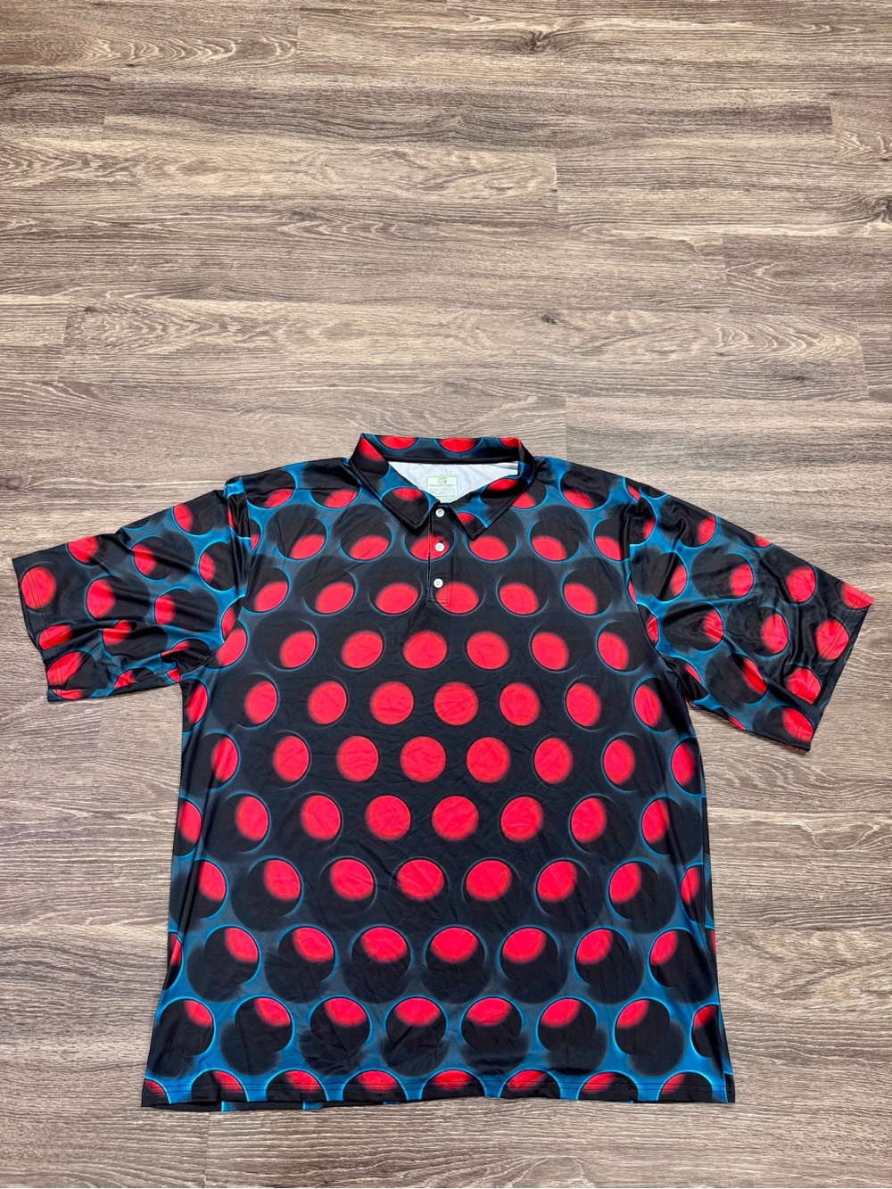 Obnoxious Golf 5XL Red Black Optical Dot Performance Polo Shirt Loud Golf